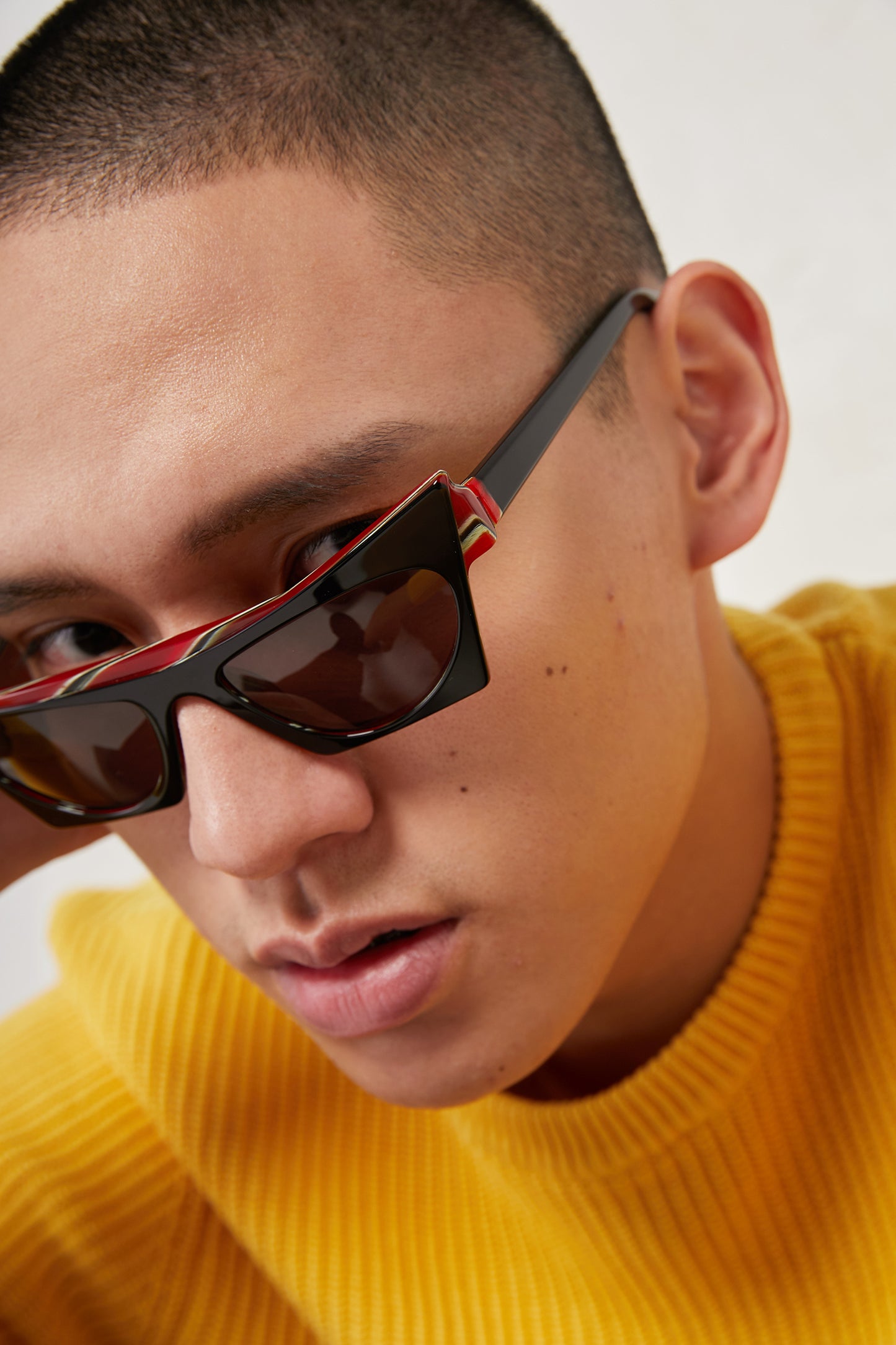 Paolo Seminara義大利手工設計款 dade.e JESSICA 不規則長方框墨鏡 黑紅