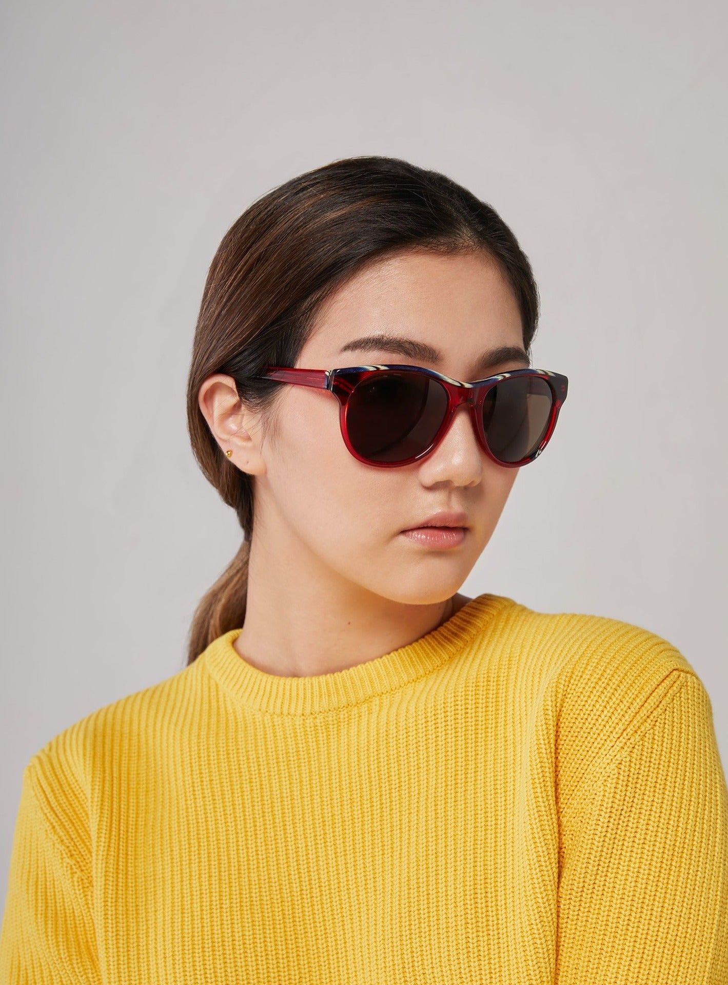 Paolo Seminara義大利手工設計款 dade.e DOLPH 橢圓框墨鏡 透紅黑