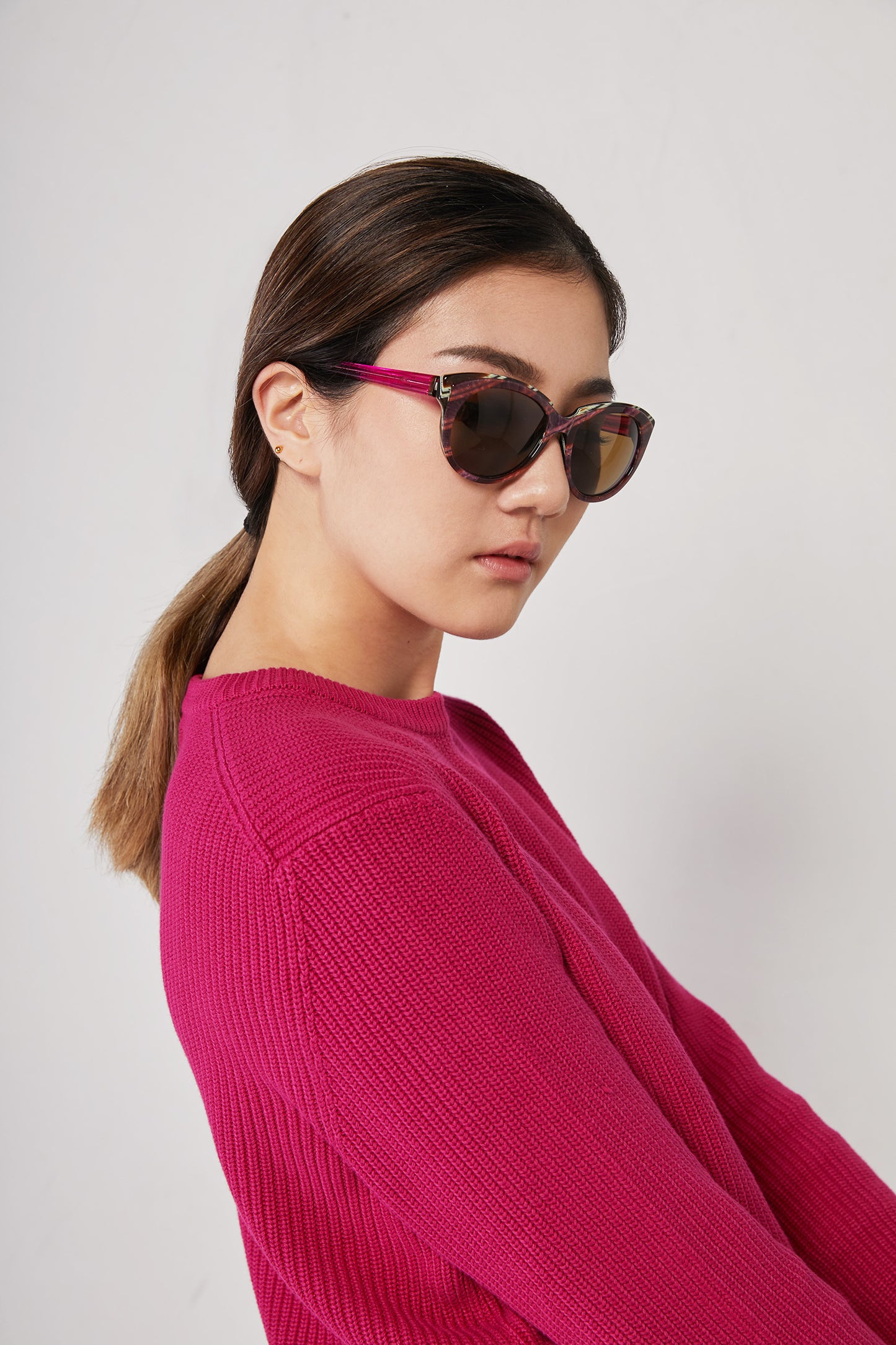 Paolo Seminara義大利手工設計款 dade.e ELINE 波士頓框墨鏡 桃紅