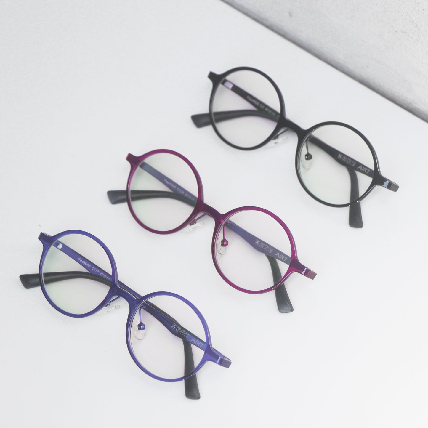 AIR彈性鏡腳復古圓鏡框 (黑/藍/紫)