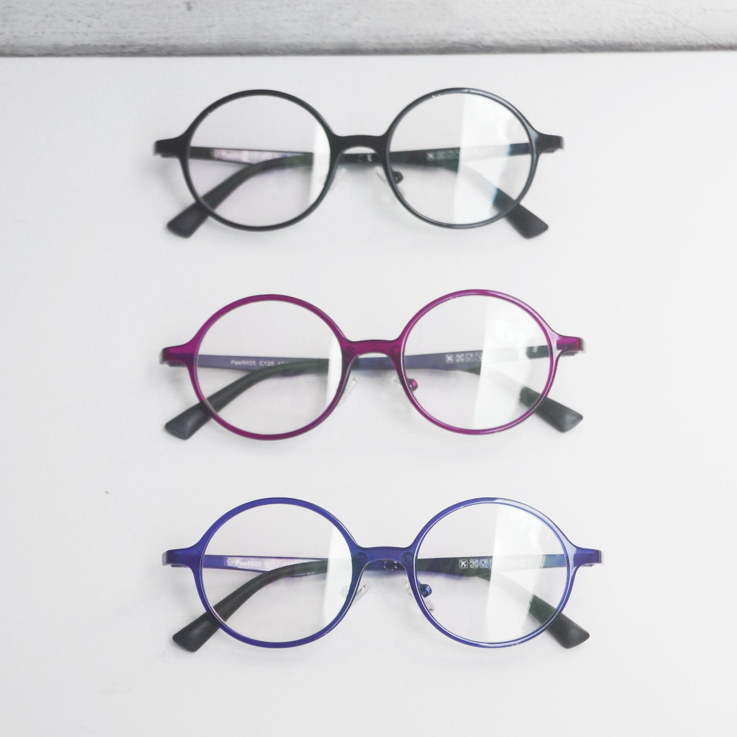 AIR彈性鏡腳復古圓鏡框 (黑/藍/紫)