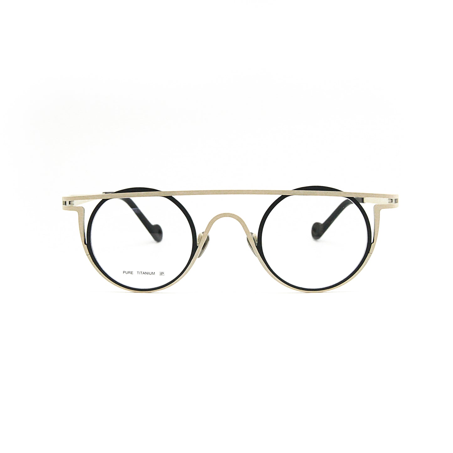 鈦架黑白流線造型圓框