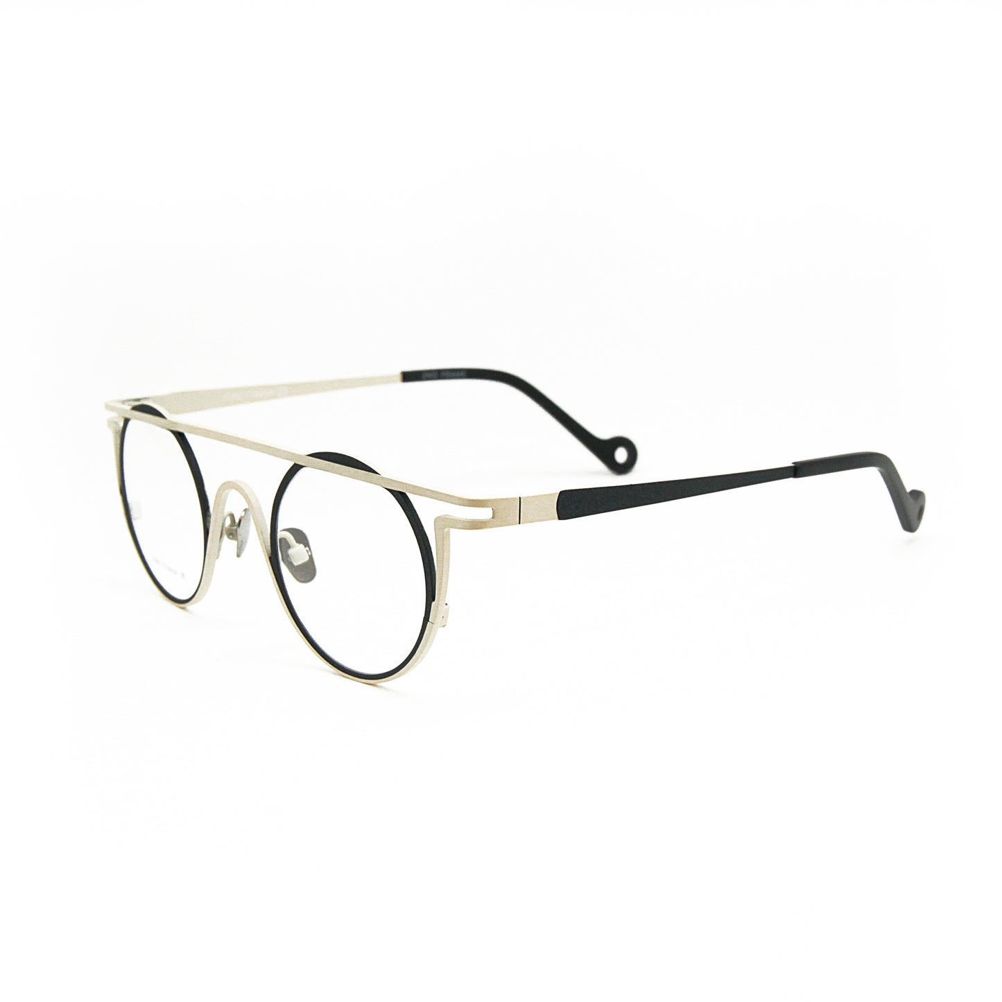 鈦架黑白流線造型圓框