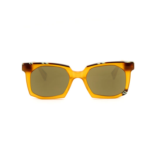 Paolo Seminara義大利手工設計款 dade.e CHRISTIAN 不規則方框墨鏡 透黃褐