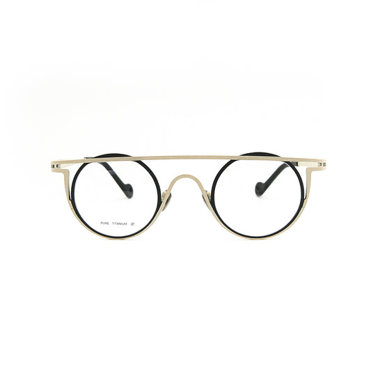 鈦架黑白流線造型圓框